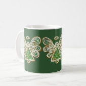 Green Guardian Angel Holiday Art Coffee Mok Cup (Voorkant links)