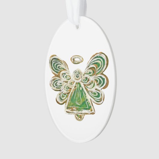 Green Guardian Angel Holiday Hanger Ornament (voorkant)