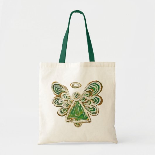 Green Guardian Angel Kerstvakantie Canvas tas (Voorkant)