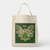 Green Guardian Angel Kerstvakantie Canvas tassen (Achterkant)