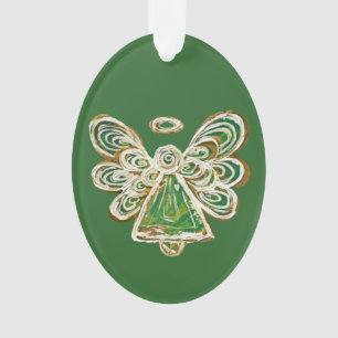 Green Guardian Engel Kersthanger Ornament