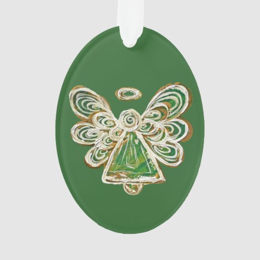 Green Guardian Engel Kersthanger Ornament (achterkant)