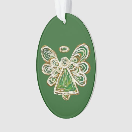 Green Guardian Engel Kersthanger Ornament (voorkant)