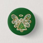 Green Guardian Holiday Angel Custom Button Pins (Voorkant)