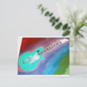 Green Guitar Briefkaart (Staand voorkant)