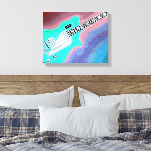 Green Guitar Canvas Print (Insitu (Slaapkamer))