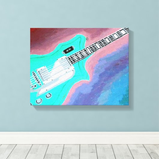 Green Guitar Canvas Print (Insitu (Houten vloer))
