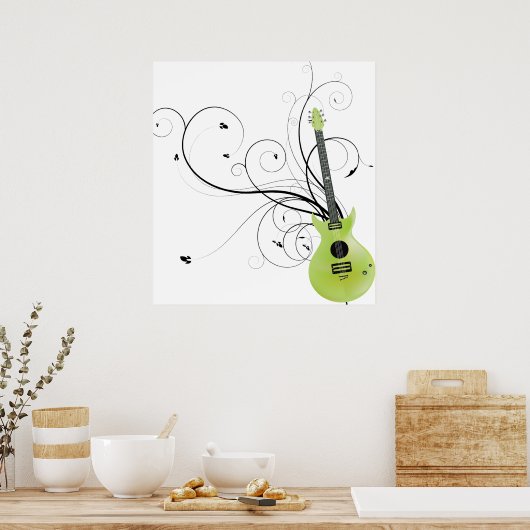 Green Guitar Envy Poster (Keuken)