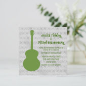 Green Guitar Grunge Wedding Invite Kaart (Staand voorkant)