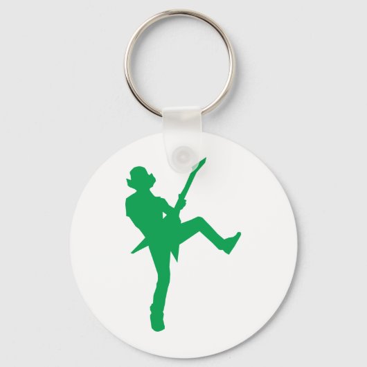 Green Guitar Player Silhouette Sleutelhanger (Voorkant)