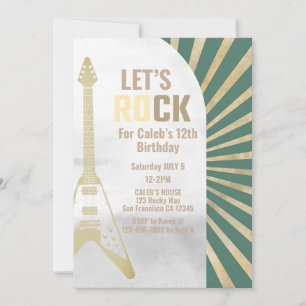 Green Guitar Rock en Roll Rockstar Birthday Kaart