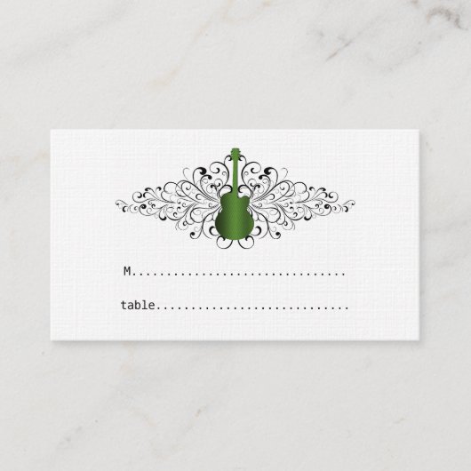 Green Guitar Swirls Place Card V2 Plaatskaartje (Voorkant)