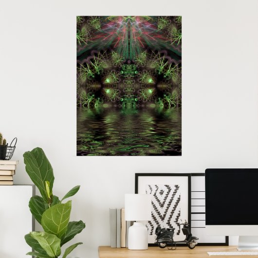 Green Gully Fractal Art Poster (Thuiskantoor)