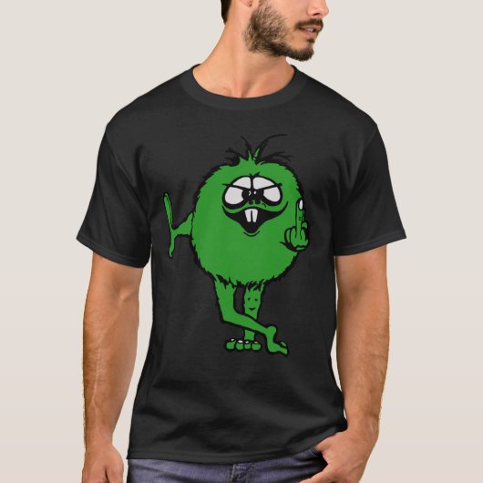 Green Guy Flips Bird - 70S Retro T-shirt (Voorkant)