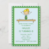 Green Gymnastics Birthday Party Kaart (Voorkant)