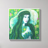 Green Hair Mermaid Underwater Fantasy Surreal Art Canvas Afdruk (Voorkant)