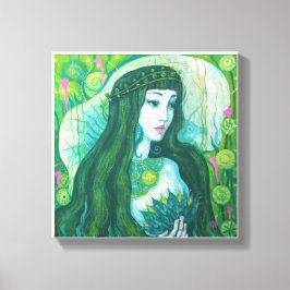 Green Hair Mermaid Underwater Fantasy Surreal Art Canvas Afdruk