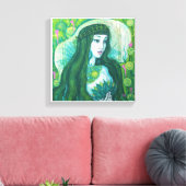 Green Hair Mermaid Underwater Fantasy Surreal Art Canvas Afdruk (Insitu (Woonkamer))