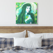 Green Hair Mermaid Underwater Fantasy Surreal Art Canvas Afdruk (Insitu (Slaapkamer))