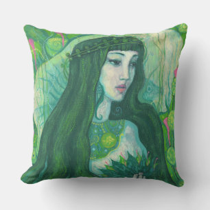 Green Hair Mermaid Underwater Fantasy Surreal Art Kussen