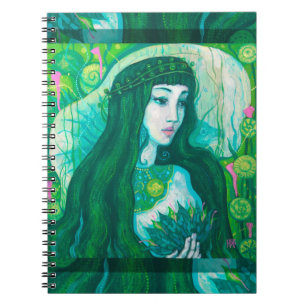 Green Hair Mermaid Underwater Fantasy Surreal Art Notitieboek