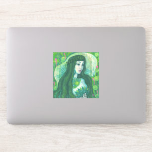 Green Hair Mermaid Underwater Fantasy Surreal Art Sticker