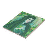 Green Hair Mermaid Underwater Fantasy Surreal Art Tegeltje (Zijkant)