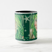 Green Haire Fantasy Woman met Paarse ogen Mok (Midden)