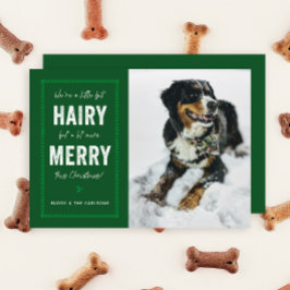 Green Hairy en Merry Pet met Kerstmis Feestdagenkaart