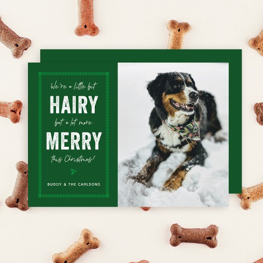 Green Hairy en Merry Pet met Kerstmis Feestdagenkaart