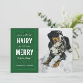 Green Hairy en Merry Pet met Kerstmis Feestdagenkaart (Staand voorkant)