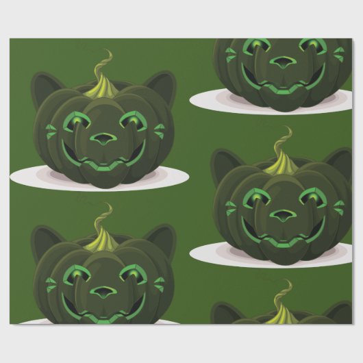 Green Halloween Pumpkin Cadeaupapier (Vlak)