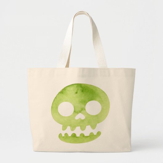 Green Halloween Skull Grote Tote Bag (Voorkant)