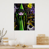 Green Halloween Witch Poster (Keuken)