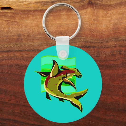 Green Hammerhead Shark Sleutelhanger (Voorkant)