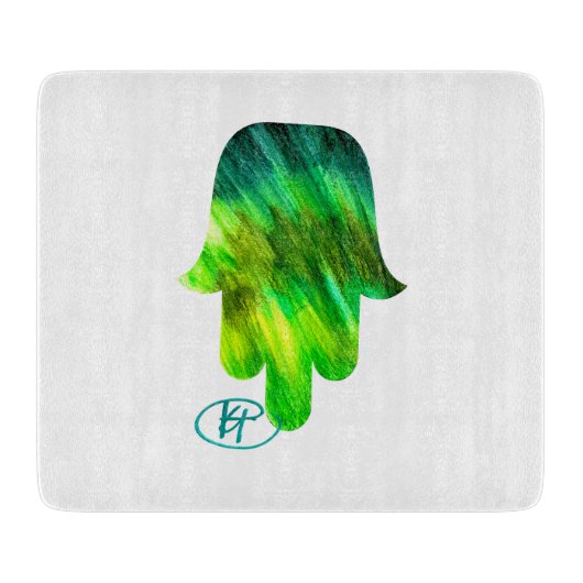 Green Hamsa Art Cutting Board Snijplank (Voorkant)