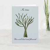 Green hand drawn bare tree heartfelt kaart (Voorkant)