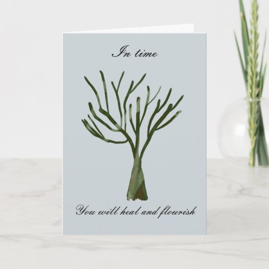 Green hand drawn bare tree heartfelt kaart (Voorkant)