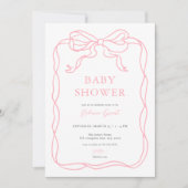 Green Hand Drawn Bow Baby shower Uitnodiging (Voorkant)