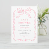 Green Hand Drawn Bow Baby shower Uitnodiging (Staand voorkant)