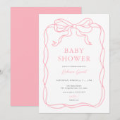 Green Hand Drawn Bow Baby shower Uitnodiging (Voorkant / Achterkant)