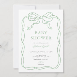 Green Hand Drawn Bow Baby shower Uitnodiging