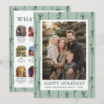 Green Hand Drawn Bow Christmas Family Photo