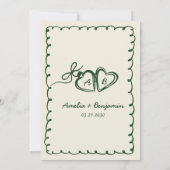 green hand drawn couple Whimsical Wedding Kaart (Achterkant)