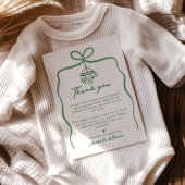 Green Hand Drawn Doodle Bow Whimsical Baby shower Bedankkaart