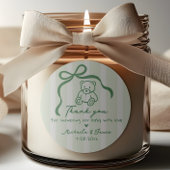 Green Hand Drawn Doodle Bow Whimsical Baby shower Ronde Sticker