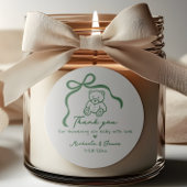 Green Hand Drawn Doodle Bow Whimsical Baby shower Ronde Sticker