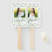 Green Hand Drawn Doodle Graduation 2 Photo White Handwaaier (Voorkant en achterkant)