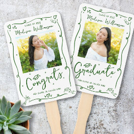 Green Hand Drawn Doodle Graduation 2 Photo White Handwaaier