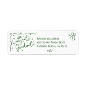 Green Hand Drawn Doodle Graduation White Address Etiket (Voorkant)